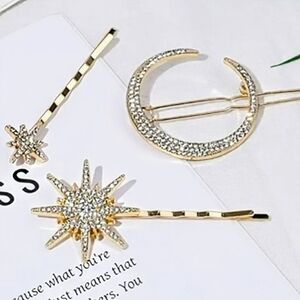 Stellar hairpin set; available in bright gold; 3 pieces